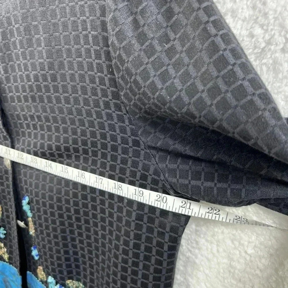 ALEX KIM Womens M Artful Mandarin Collar Jacket Front Embellish Embroidered Boho - Picture 12 of 16